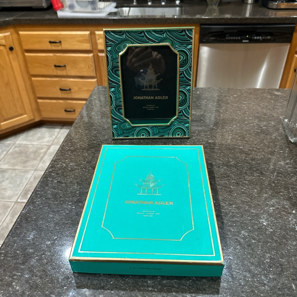 Jonathan Adler Teal & Gold Decorative handmade frame